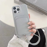 PU Leather iPhone Case With Card Holder-Exoticase-For iPhone 16 Pro Max-Gray-Exoticase