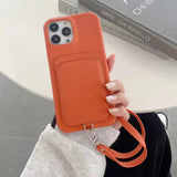 PU Leather iPhone Case With Card Holder-Exoticase-For iPhone 16 Pro Max-Orange-Exoticase