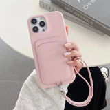 PU Leather iPhone Case With Card Holder-Exoticase-For iPhone 16 Pro Max-Pink-Exoticase