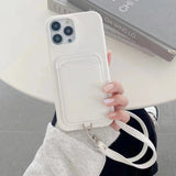 PU Leather iPhone Case With Card Holder-Exoticase-For iPhone 16 Pro Max-White-Exoticase