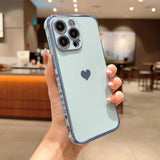 Plated Heart iPhone case with Side Heart Designs-Exoticase-For iPhone 16 Pro Max-Light Blue-Exoticase