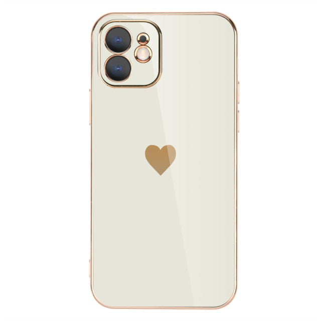 Plated Heart iPhone case with various heart designs on the side-Exoticase-For iPhone 13 Pro Max-White-