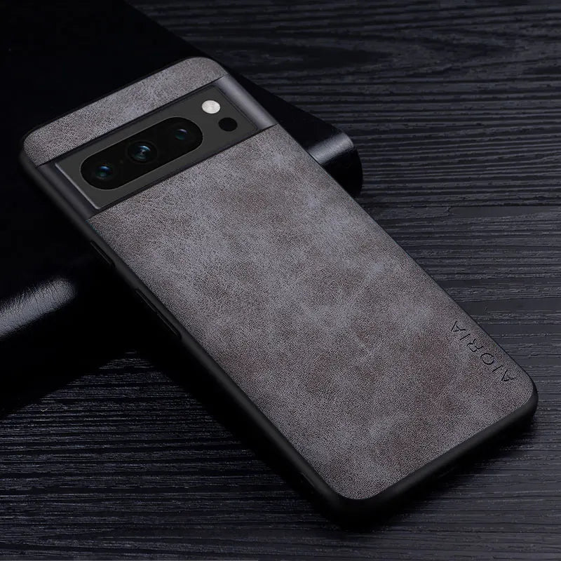 Premium Leatherlike Google Pixel Case-Exoticase-For Google Pixel 8 Pro-Gray-