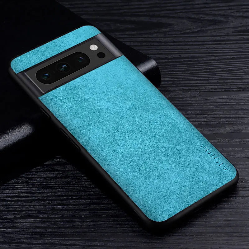 Premium Leatherlike Google Pixel Case-Exoticase-For Google Pixel 8 Pro-Light Blue-