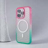 RippleRidge Gradient MagSafe iPhone Case-Exoticase-For iPhone 16 Pro Max-Pink Green-Exoticase