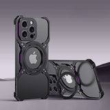 Robust Metal Frame With Ring for iPhone-Exoticase-For iPhone 15 Pro Max-Black Purple-Exoticase