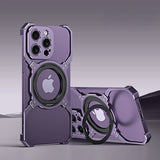 Robust Metal Frame With Ring for iPhone-Exoticase-For iPhone 15 Pro Max-Purple Silver-Exoticase