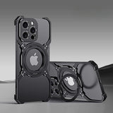 Robust Metal Frame With Ring for iPhone-Exoticase-For iPhone 15 Pro Max-Black Silver-Exoticase