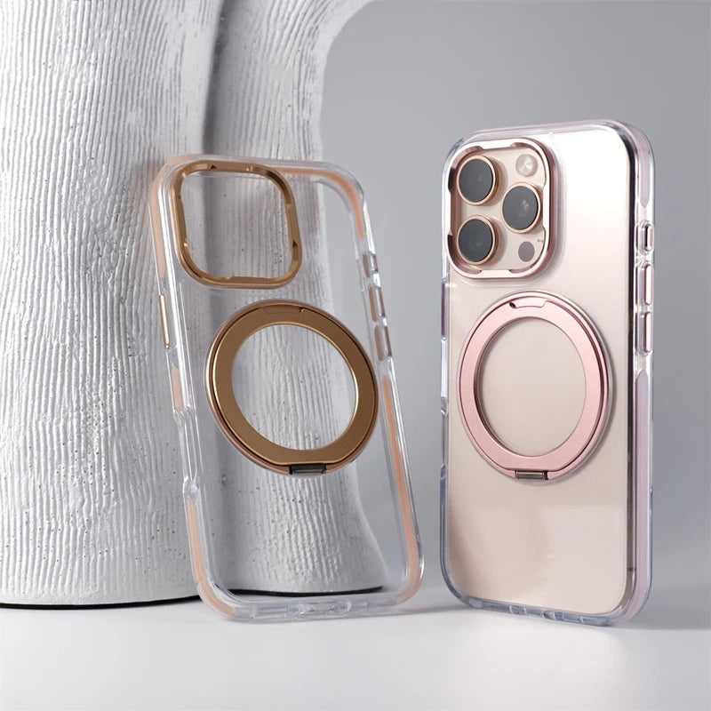 Rotatable Large Ring Transparent iPhone Case-Exoticase-Exoticase