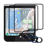 Samsung Galaxy Z Flip 5 Outer Screen Protectors-Exoticase-2 Screens + 2 Lens (Black Edges)-