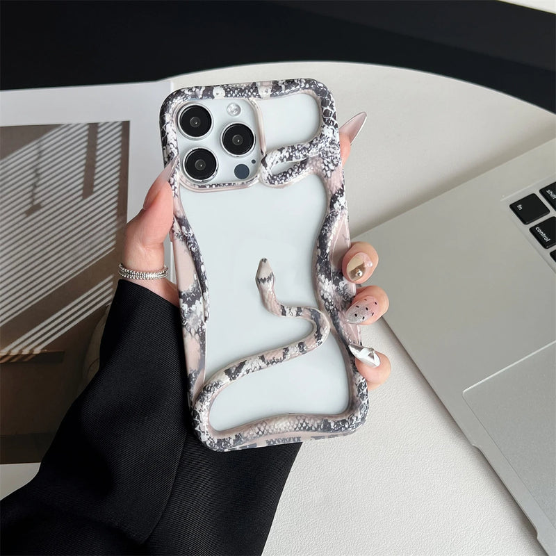 Slithering Python Bumper iPhone Case-Exoticase-For iPhone 16 Pro Max-Pink Gray-Exoticase