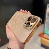 Starry Glitter Plated Camera Protect iPhone Case-Glitter iPhone Case-Exoticase-For iPhone 15 Pro Max-Gold-