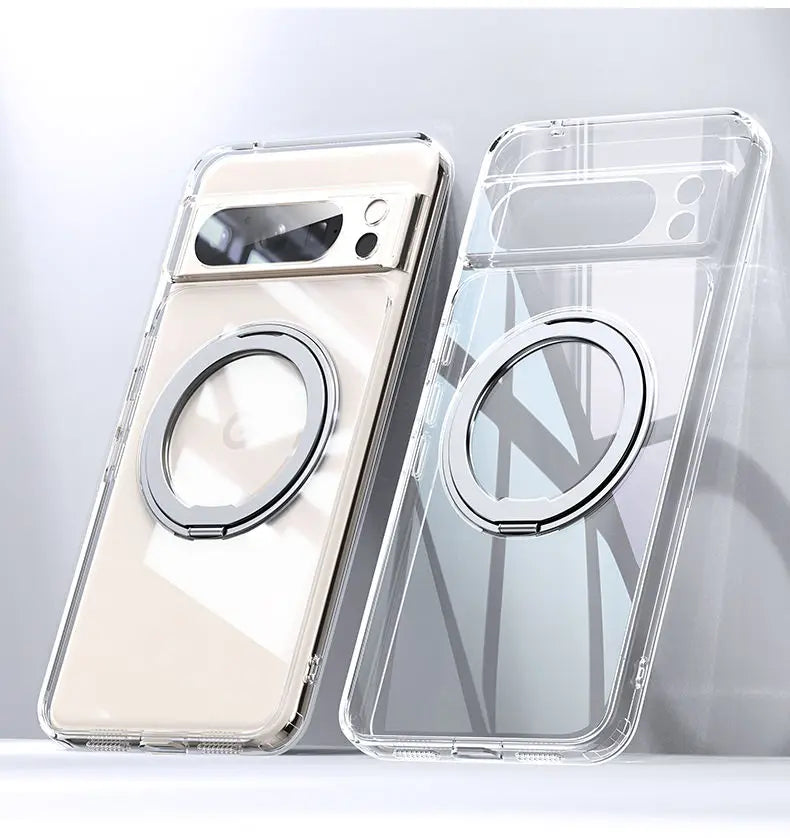 Swivello Metal Ring Google Pixel Case-Exoticase-For Pixel 8 Pro-Transparent-Exoticase