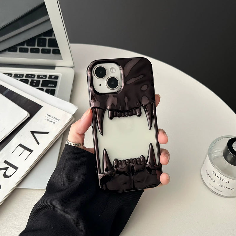 Tiger Teeth Matte & Plated Frameish iPhone Case-Exoticase-For iPhone 16 Pro Max-Electroplated Black-Exoticase