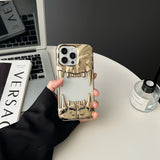 Tiger Teeth Matte & Plated Frameish iPhone Case-Exoticase-For iPhone 16 Pro Max-Electroplated Gold-Exoticase