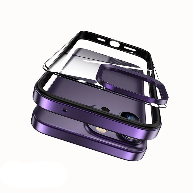 TransforMetal Removable Acrylic Back iPhone Frame Case-Exoticase-For iPhone 15 Pro Max-Purple-Exoticase