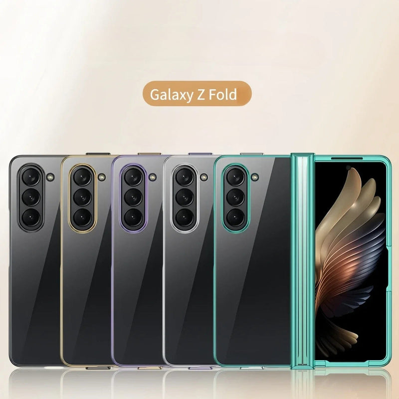 Transparent Plated Hinge Covered Samsung Galaxy Z Fold Case-Exoticase-Exoticase