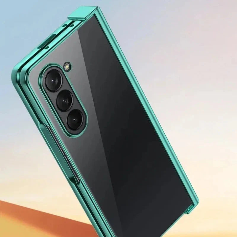 Transparent Plated Hinge Covered Samsung Galaxy Z Fold Case-Exoticase-Exoticase