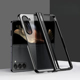 Transparent Plated Hinge Covered Samsung Galaxy Z Fold Case-Exoticase-For Z Fold 6-Black-Exoticase