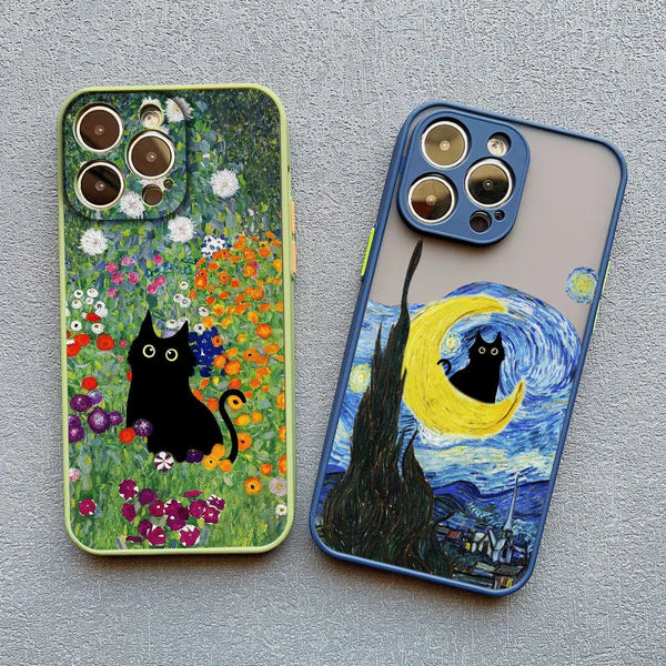 Oil Painting Van Gogh Art Cat iPhone Case-Exoticase-Exoticase