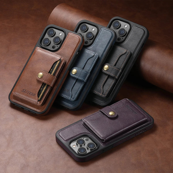 Vintage Leather Removable Card Wallet iPhone Case-Exoticase-Exoticase