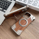 Walnut Wood & Metal Melange Rimless iPhone Case-Exoticase-Exoticase