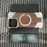 Walnut Wood & Metal Melange Rimless iPhone Case-Exoticase-Exoticase