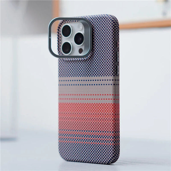 Woven Plaid Pattern Camera Bracket iPhone Case-Exoticase-Exoticase