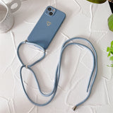 Plated Heart Silicone iPhone Case with Crossbody Lanyard-Exoticase-For iphone 14 Pro Max-Gray-