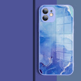 Watercolor Colormix iPhone Case with Tempered Glass Back-Exoticase-For iPhone 13 Pro Max-Blue-